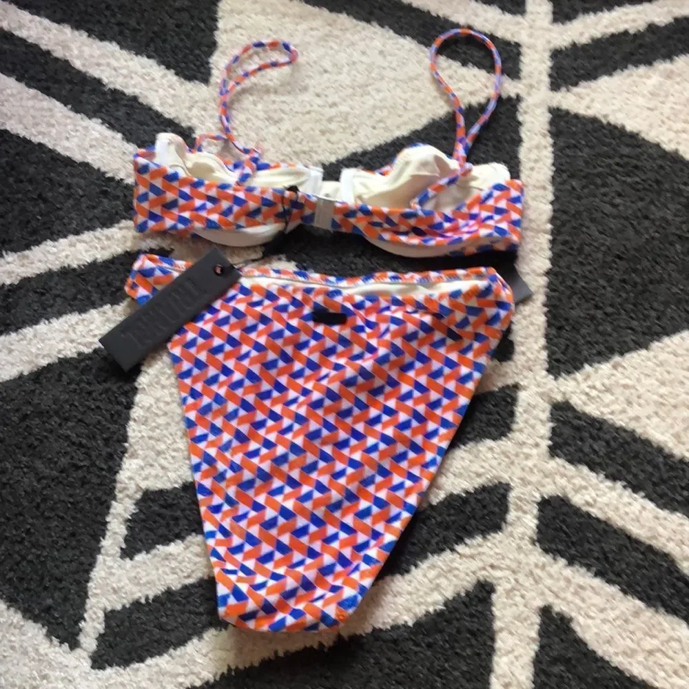 triangl swimwear Orange, Blue & White Patterned Bikini